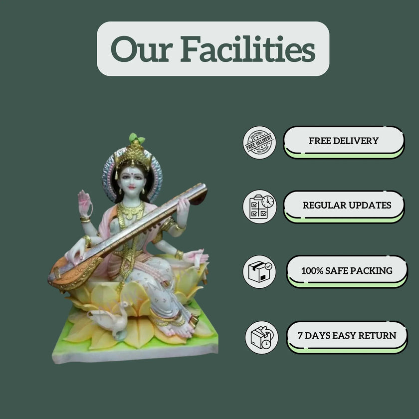 Saraswati Murti Marble - Salvik | Marble Murti Manufacturers in India