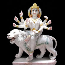 Sherawali Mata Ki Murti – Handcrafted Marble Statue with Lion