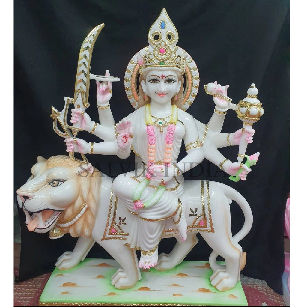 Sherawali Mata Marble Statue – Handcrafted Durga Murti