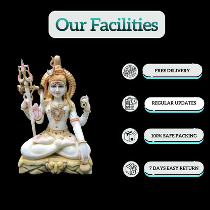shiv ji white marble murti sitting pose for home temple