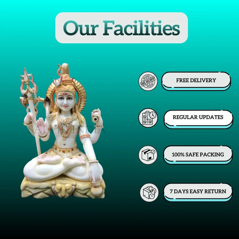 shiv ji white marble murti sitting pose for home temple