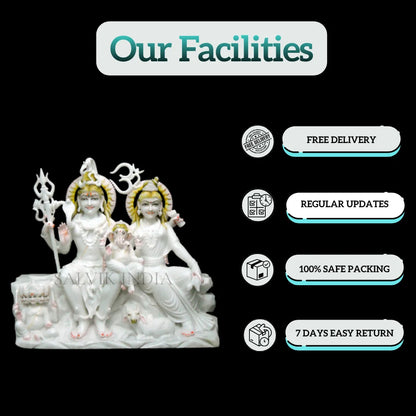 Handcrafted Shiv family idol in premium marble