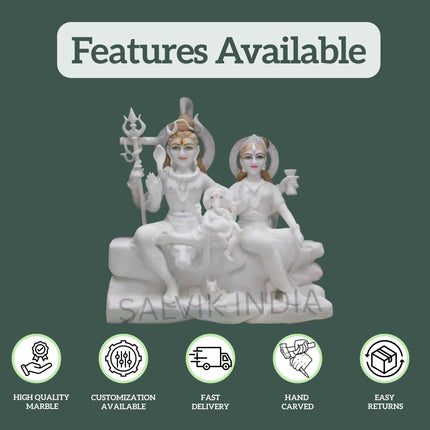 Marble Shiv Parivar Idol with artisan finishing