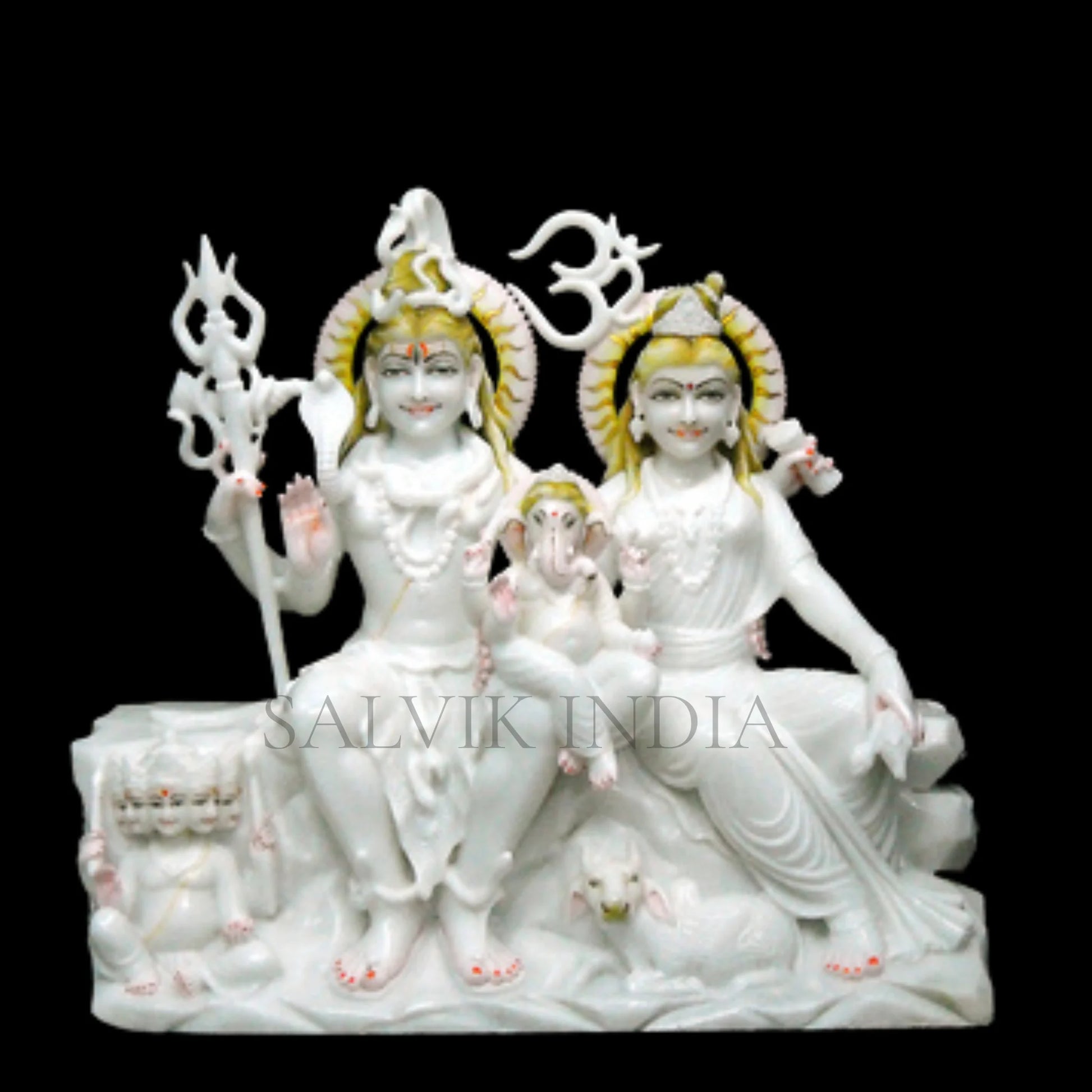 Shiv Parivar marble murti handcrafted in pure white marble
