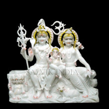 Shiv Parivar marble murti handcrafted in pure white marble