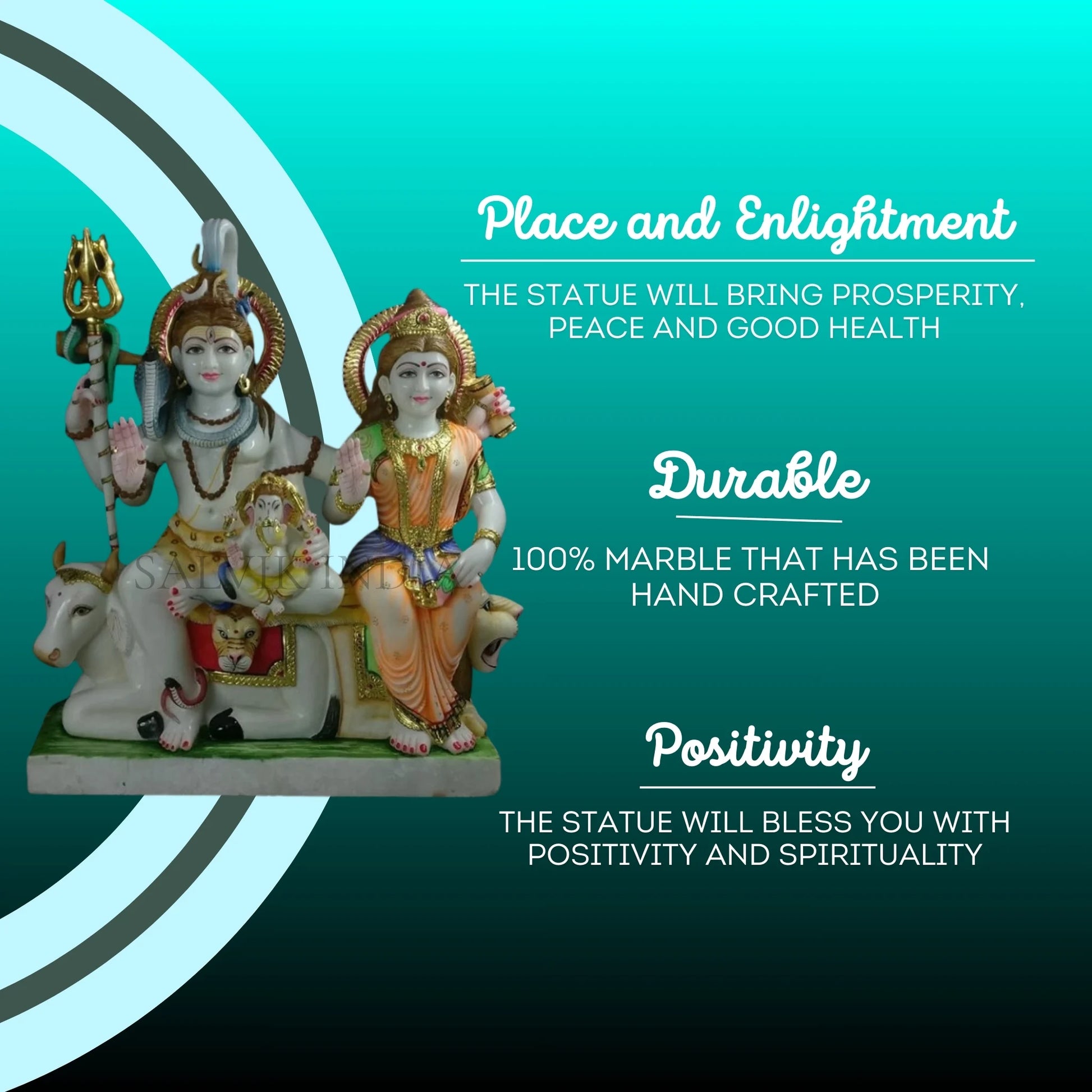 Handcrafted Detailing of Shiv Parivar Marble Statue