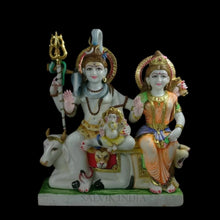 Shiv Parivar Marble Statue in White Marble for Home Temple