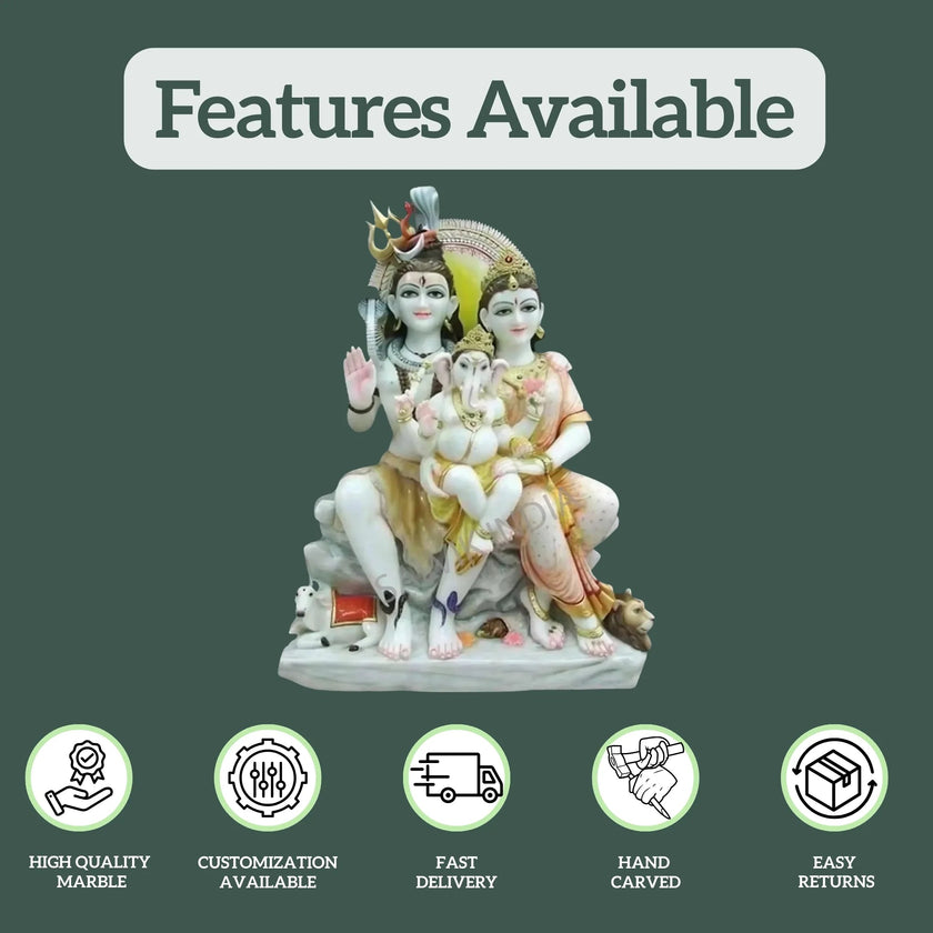 Shiv Parvati Marble Statue - Salvik | Marble Murti Manufacturers in India