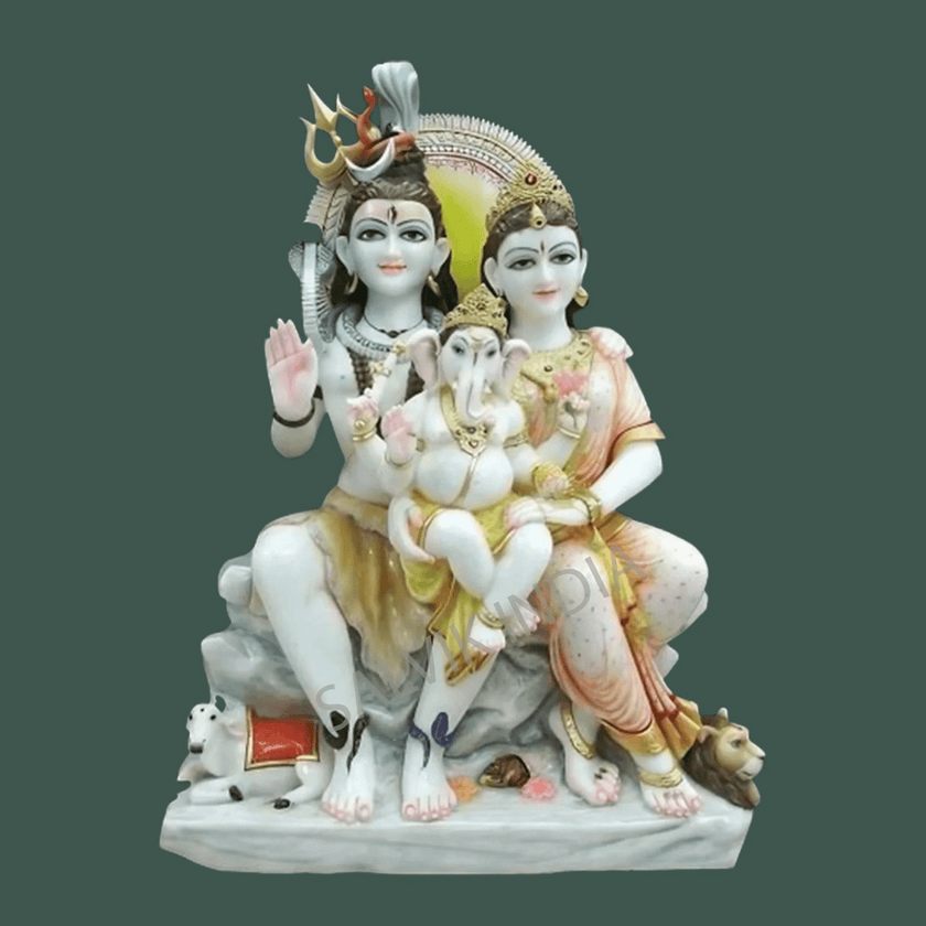 Shiv Parvati Marble Statue - Salvik | Marble Murti Manufacturers in India