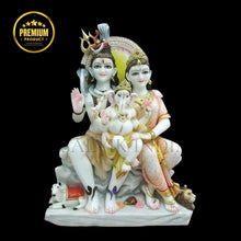 Shiv Parvati marble statue for home temple in white marble
