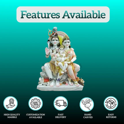 Shiva Parvati Marble Statue Side View – Handcrafted Murti for home temple