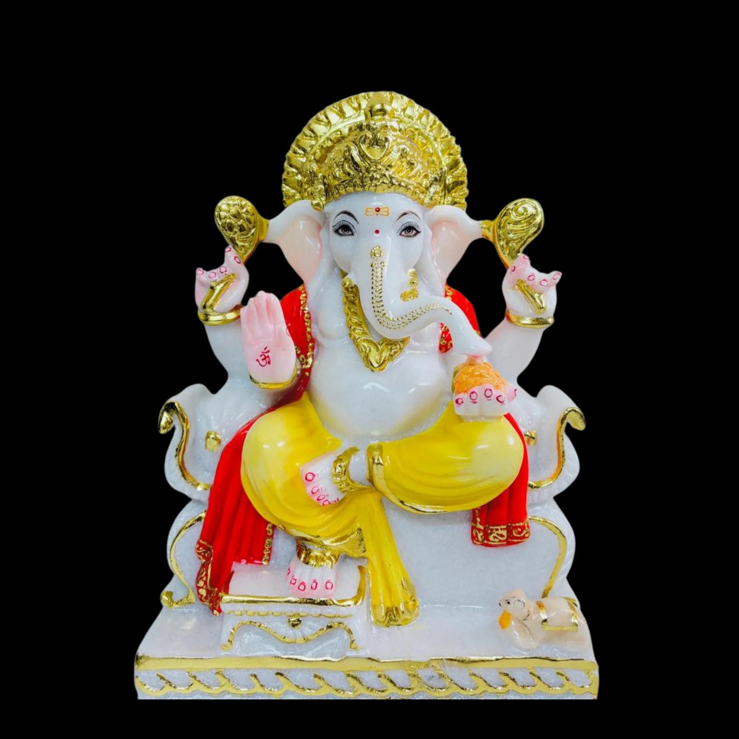 front view of Shree Ganesh idol in white marble for home temple