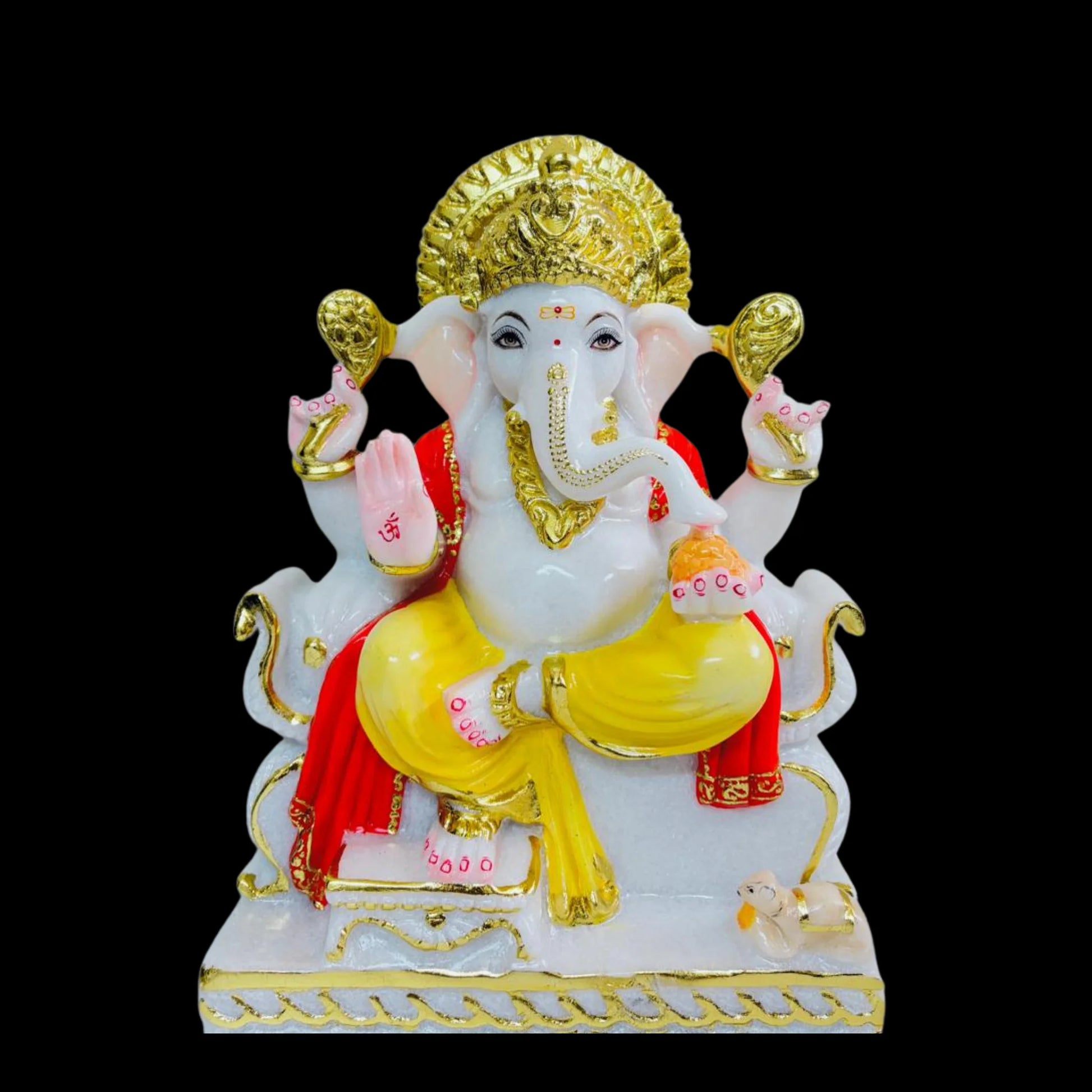 front view of Shree Ganesh idol in white marble for home temple