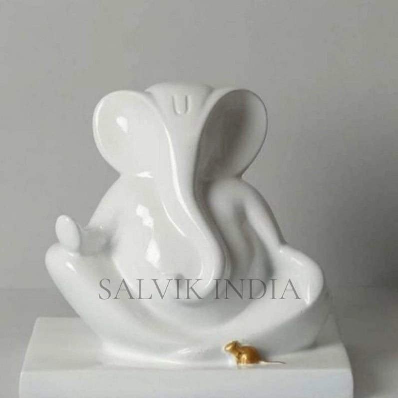 Shree White Marble Ganesh Statue for Home Temple