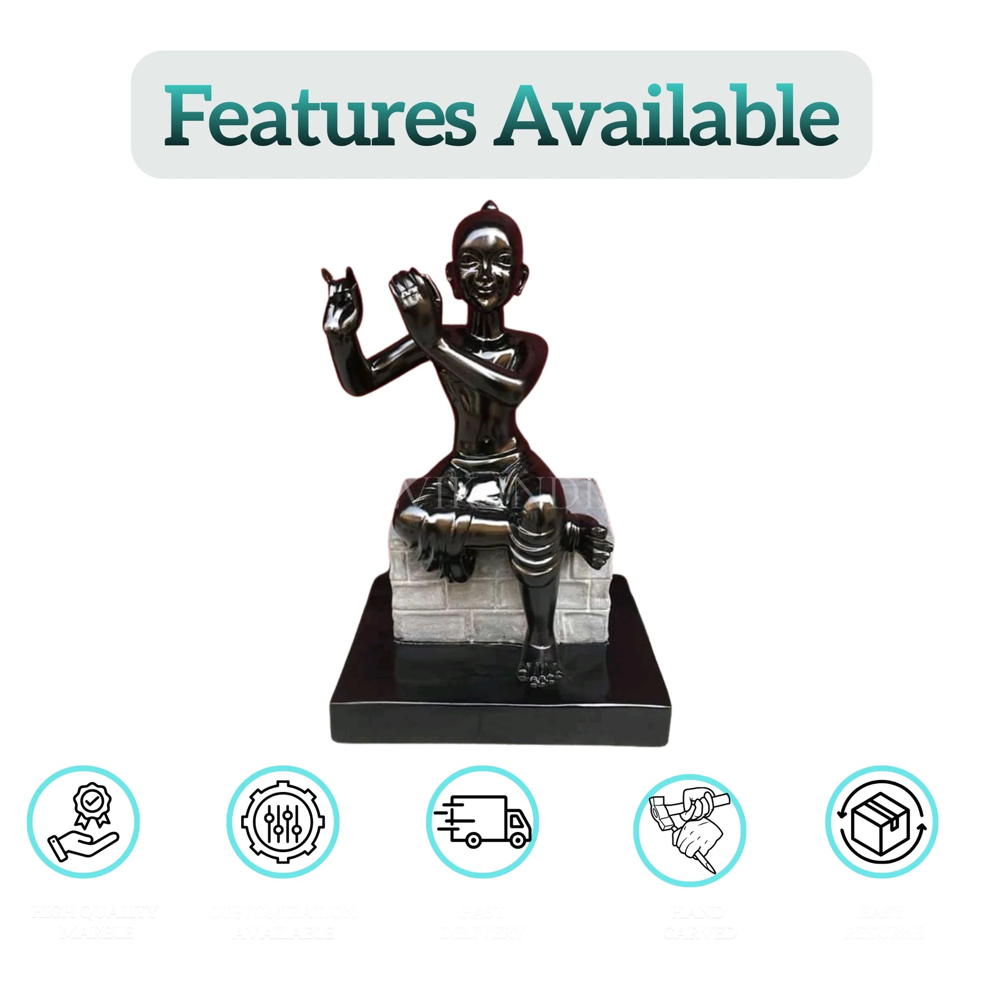 Shri Krishna Marble Statue back view – Elegant and divine home décor