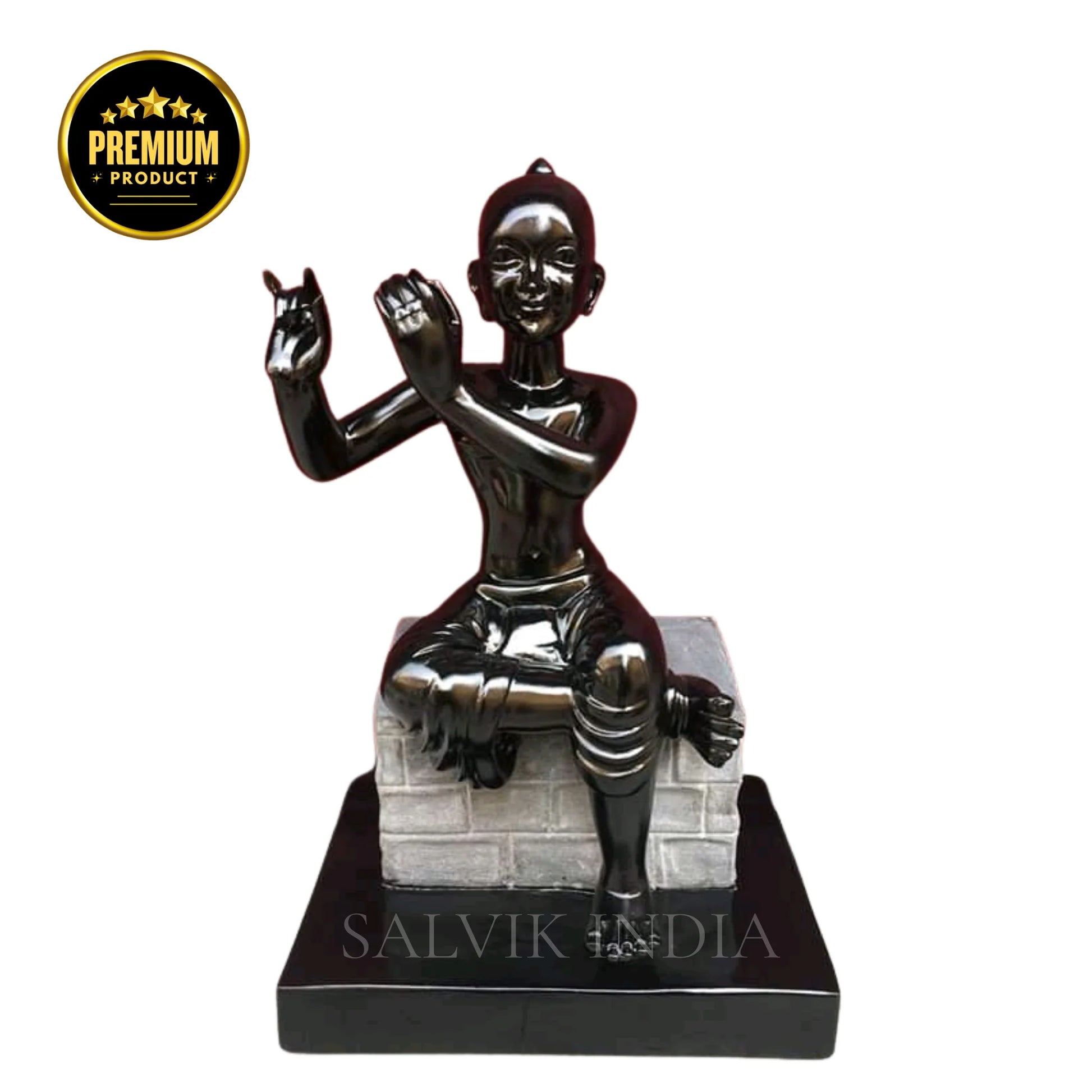 Shri Krishna Marble Statue side view – Detailed hand-carved craftsmanship