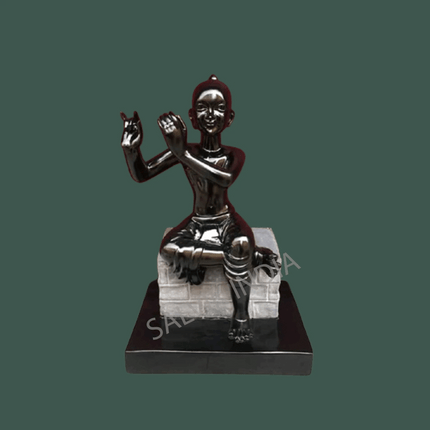 Shri Krishna Marble Statue side view – Detailed hand-carved craftsmanship