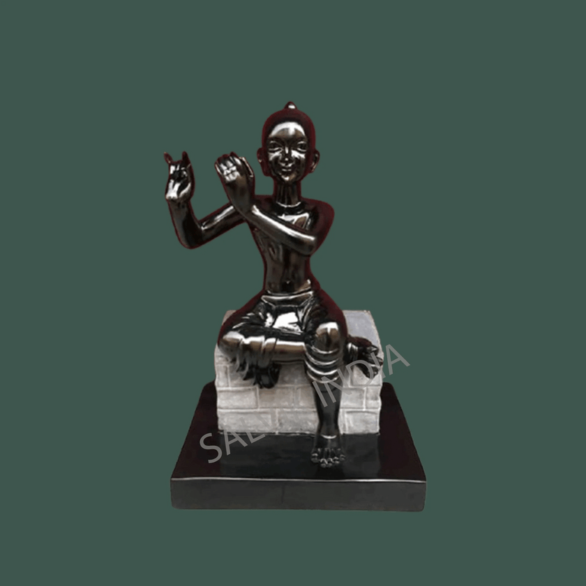 Shri Krishna Marble Statue side view – Detailed hand-carved craftsmanship