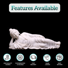 Front view of 6 ft sleeping Buddha marble statue for home decor