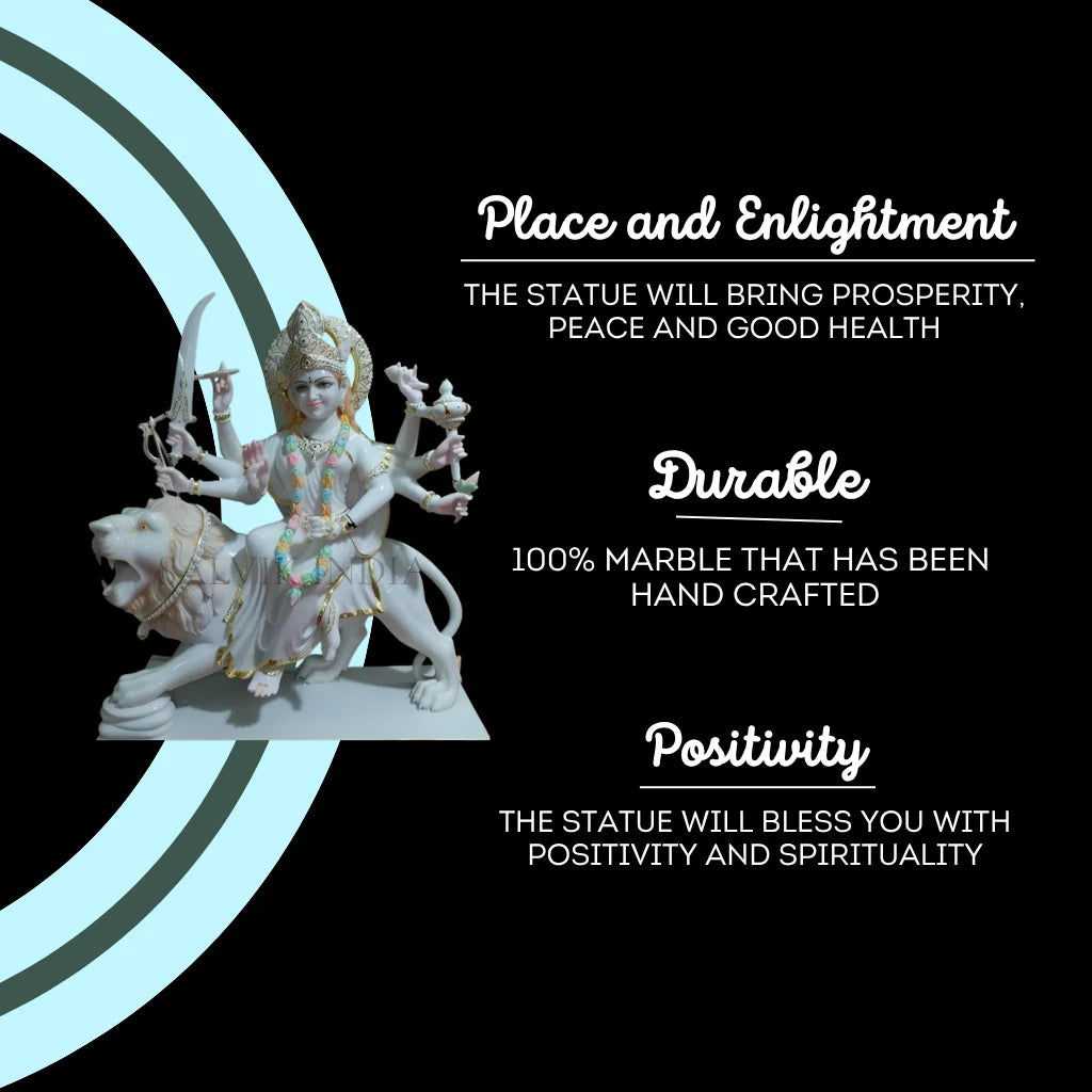 Durga Maa Marble Idol for Home - Handcrafted marble statue & Murti