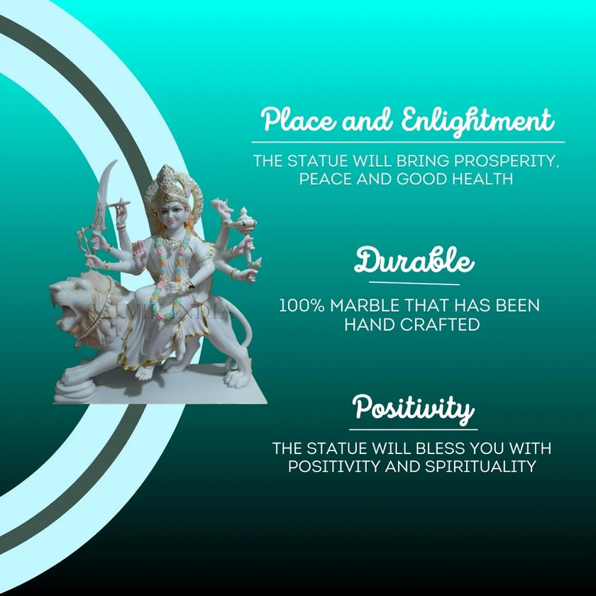 Durga Maa Marble Idol for Home - Handcrafted marble statue & Murti