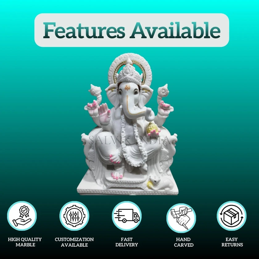 Features of small Ganpati marble murti for home worship