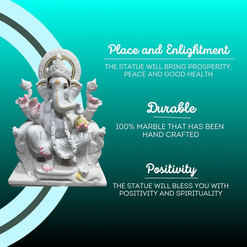 Small Ganpati murti with compact size and polished marble finish