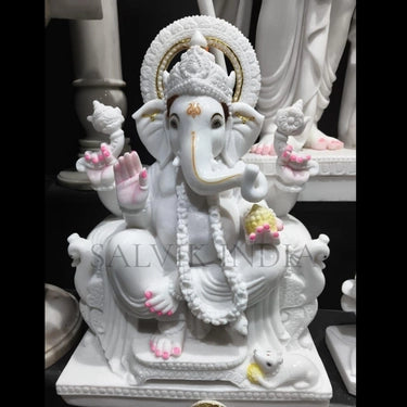 small ganpati murti white marble for pooja room