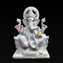 Small Ganpati murti in white marble for home pooja