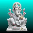 Small Ganpati murti in white marble for home pooja