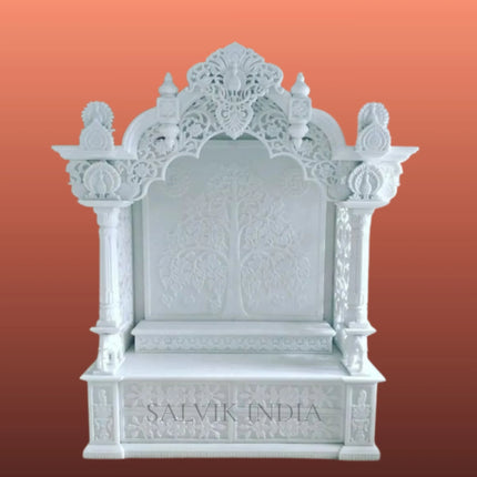 small makrana marble temple unit with storage for home pooja mandir