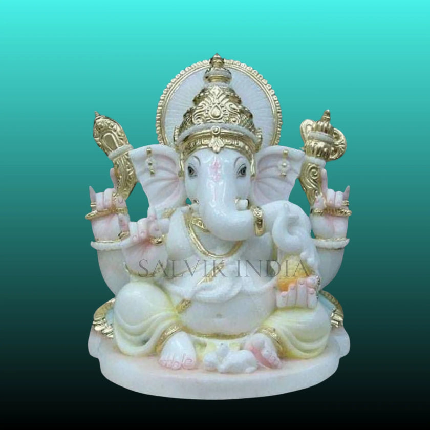 Small Marble Ganesh Murti (6 - 24 Inch) - Salvik | Marble Murti Manufacturers in India