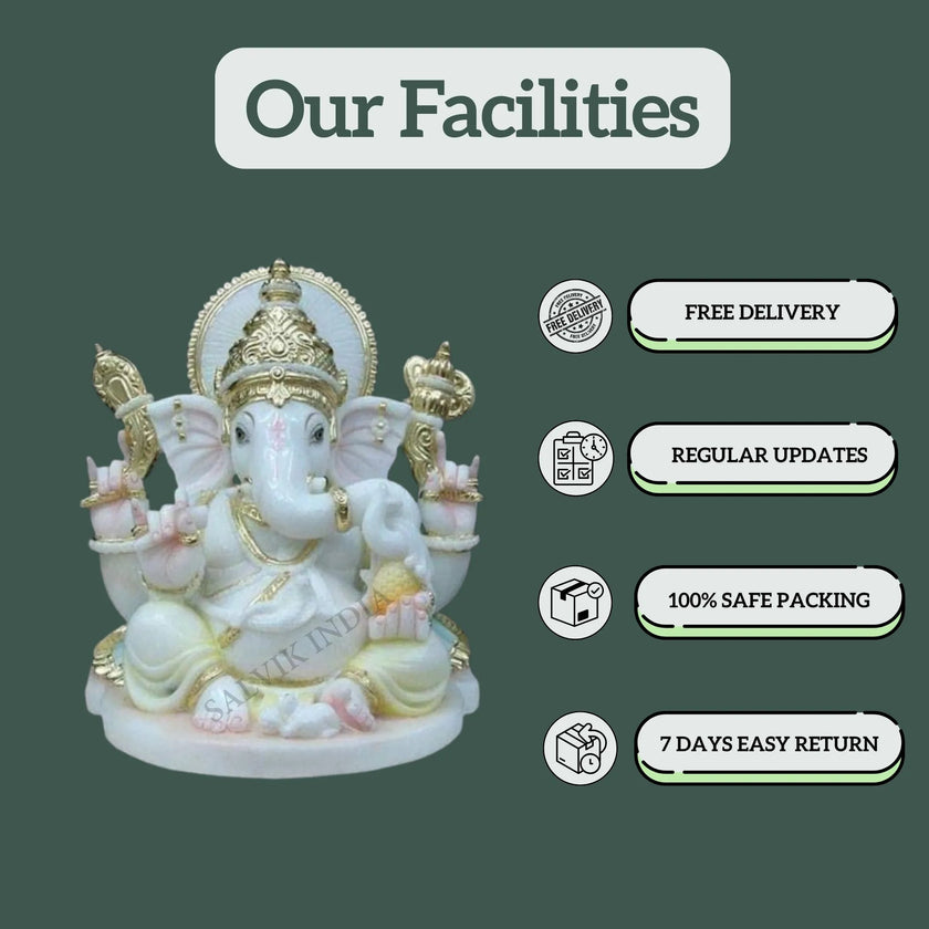 Small Marble Ganesh Murti (6 - 24 Inch) - Salvik | Marble Murti Manufacturers in India