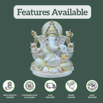 Small Marble Ganesh Murti (6 - 24 Inch) - Salvik | Marble Murti Manufacturers in India