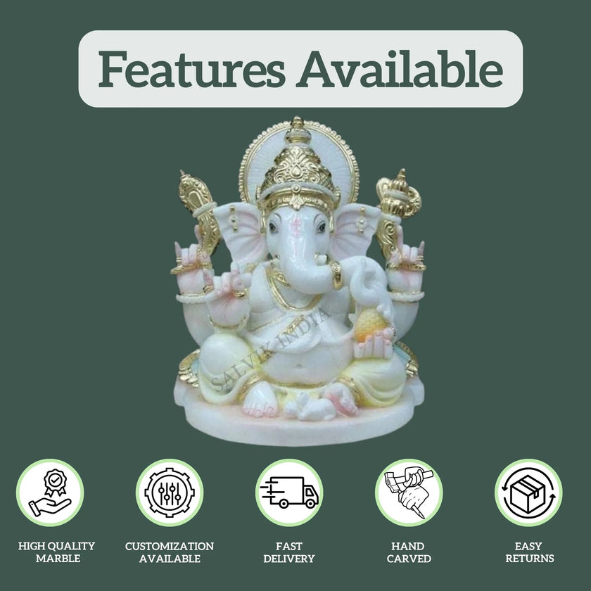 Small Marble Ganesh Murti (6 - 24 Inch) - Salvik | Marble Murti Manufacturers in India