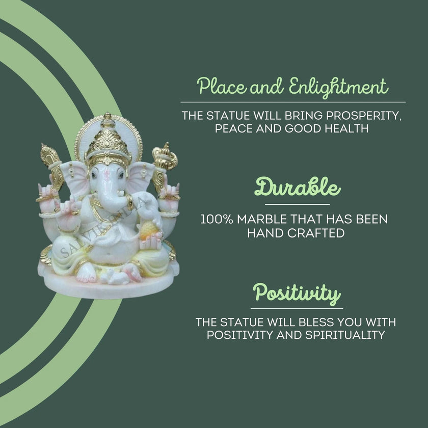 Small Marble Ganesh Murti (6 - 24 Inch) - Salvik | Marble Murti Manufacturers in India
