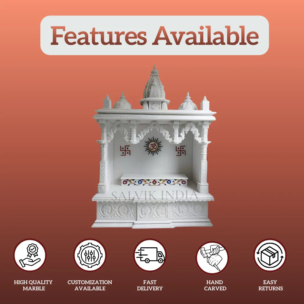 small marble mandir front view for home temple flats