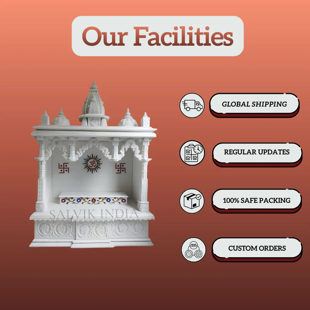 small marble mandir for flats home temple setup