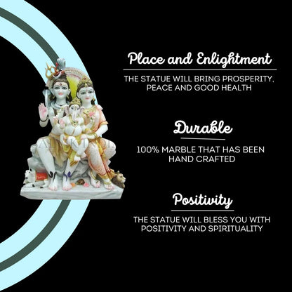 Small Shiv Parvati marble murti in white marble for home
