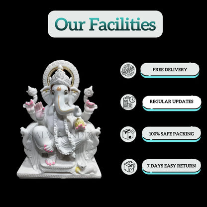 Small white marble Ganpati idol