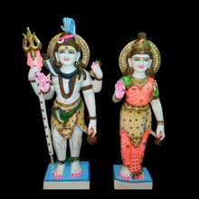 Standing Shiv Parvati marble statue for home temple 18 inch