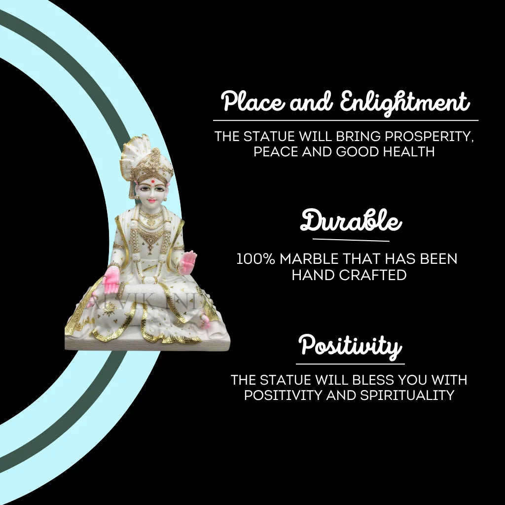 Swaminarayan Marble idol in 12 Inch to 60 Inch - Salvik | Marble Murti Manufacturers in India