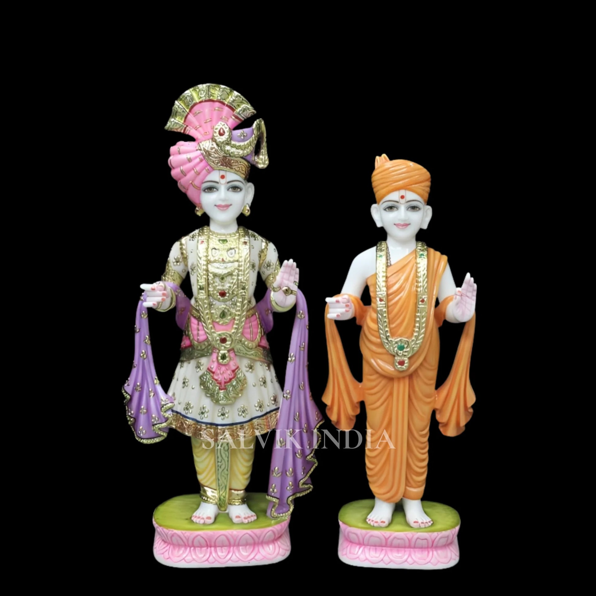 Swaminarayan Marble idol with detailed carving and premium polish 
