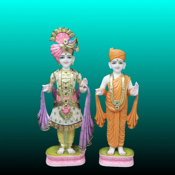 Swaminarayan Marble idol with detailed carving and premium polish 