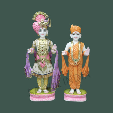 Swaminarayan Marble idol with detailed carving and premium polish 