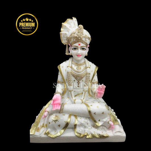 Swaminarayan Marble Statue in 12 Inch to 60 Inch - Salvik | Marble Murti Manufacturers in India