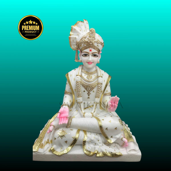 Swaminarayan Marble Statue in 12 Inch to 60 Inch - Salvik | Marble Murti Manufacturers in India