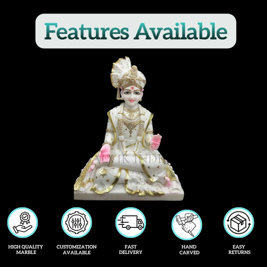 Swaminarayan Marble Statue in 12 Inch to 60 Inch - Salvik | Marble Murti Manufacturers in India