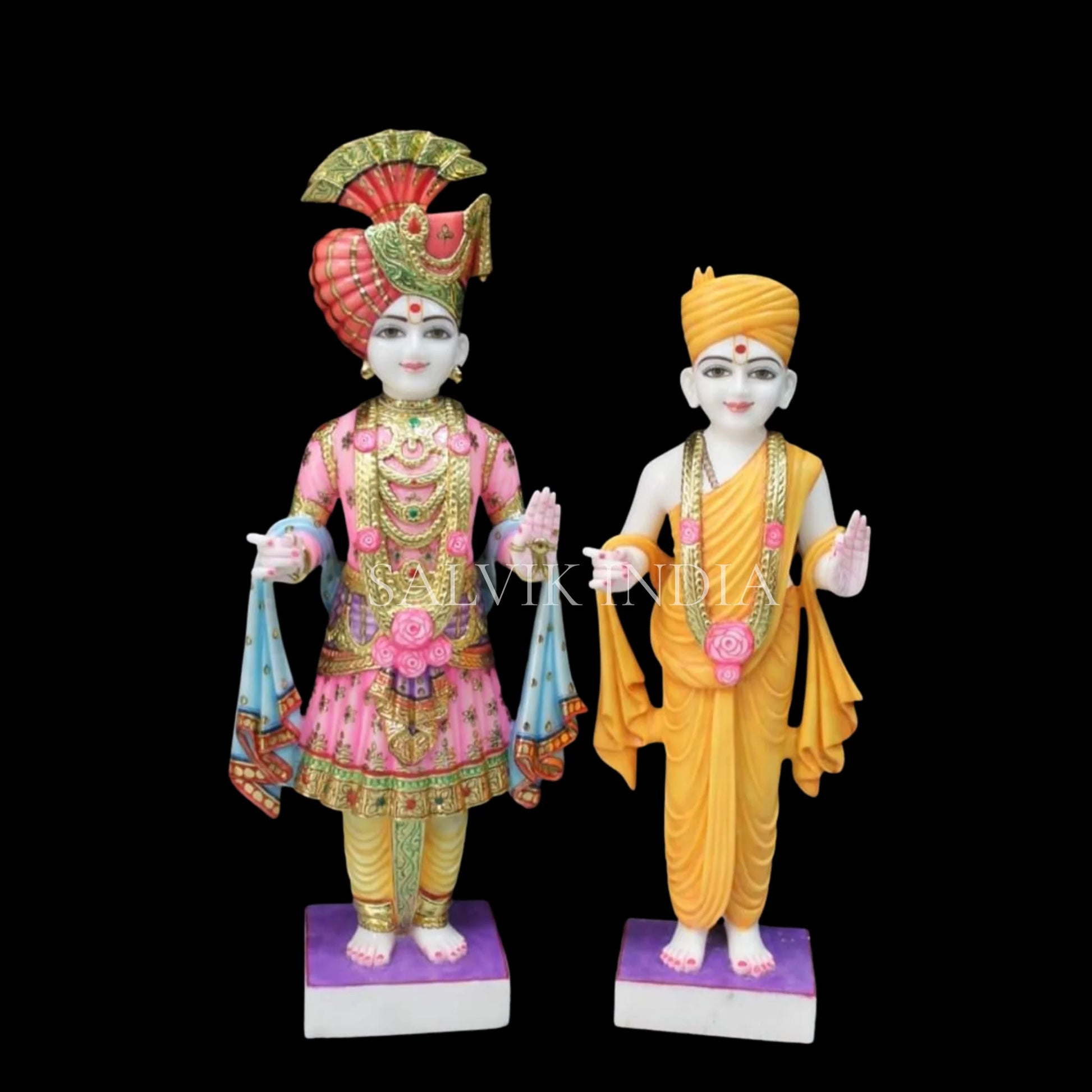Swaminarayan Marble Murti with detailed carving and premium polish