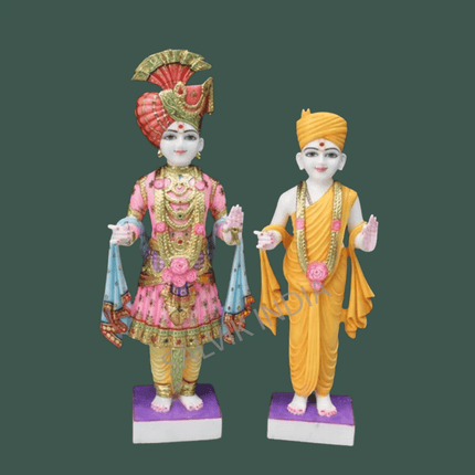 Swaminarayan Marble Murti with detailed carving and premium polish